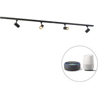Smart 1-fase railsysteem met 4 wifi GU10 spots zwart - Jeana
