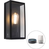 Smart buiten wandlamp zwart incl. WiFi ST64 IP44 - Rotterdam