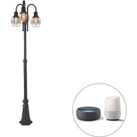 Smart buitenlamp zwart 3-lichts IP44 incl. Wifi ST64 - Guardado