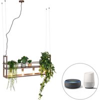 Smart hanglamp roestbruin met rek incl. 4 Wifi A60 - Cage Rack