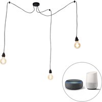 Smart hanglamp zwart 3-lichts incl. Wifi G95 - Cava