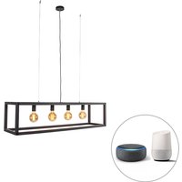 Smart hanglamp zwart 4-lichts incl. Wifi G95 - Big Cage 2