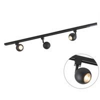 Smart modern railsysteem zwart 1-fase incl. 3 Wifi GU10 - Gissi
