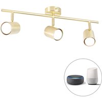 Smart plafondlamp messing verstelbaar incl. 3 Wifi GU10 - Jeana