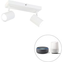 Smart plafondlamp wit rechthoekig incl. 2 Wifi GU10 - Jeana