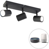Smart plafondlamp zwart rechthoekig incl. 3 Wifi GU10 - Jeana
