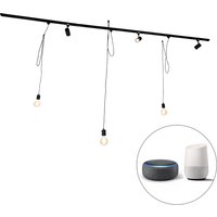 Smart railsysteem zwart 3 spots en hanglamp 1-fase - Cavalux Jeana