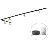 Smart railsysteem zwart met goud 1-fase 5-lichts incl. Wifi GU10- Jeana