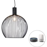 Smart ronde hanglamp zwart 50 cm incl. Wifi G95 - Dos