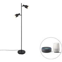 Smart vloerlamp zwart incl. 2 Wifi A60 - Stijn