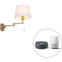 Smart wandlamp brons met witte kap incl. Wifi A60 - Ladas Deluxe