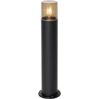 Staande buitenlamp zwart met smoke kap 50 cm - Odense