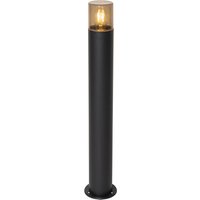 Staande buitenlamp zwart met smoke kap 70 cm - Odense