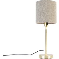 Tafellamp goud verstelbaar met boucle kap taupe 20 cm - Parte