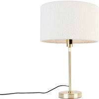 Tafellamp goud verstelbaar met kap boucle wit 35 cm - Parte