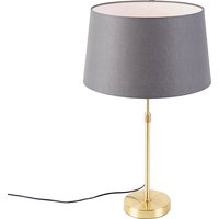 Tafellamp goud/messing met linnen kap grijs 35 cm - Parte