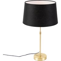 Tafellamp goud/messing met linnen kap zwart 35 cm - Parte