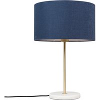 Tafellamp messing met blauwe kap 35 cm - Kaso