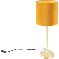 Tafellamp messing met gele kap 20 cm - Simplo