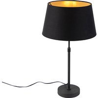 Tafellamp zwart met kap zwart met goud 35 cm - Parte