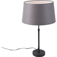 Tafellamp zwart met linnen kap grijs 35 cm verstelbaar - Parte