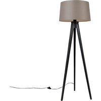 Tripod zwart met linnen kap taupe 45 cm - Tripod Classic