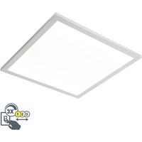 Vierkante plafondlamp chroom 45 cm incl. LED IP44 - Flat