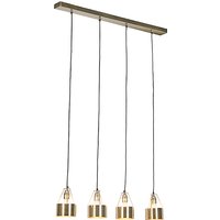 Vintage hanglamp 4-lichts aan balk messing - Willow