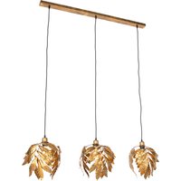 Vintage hanglamp antiek goud langwerpig 3-lichts - Linden