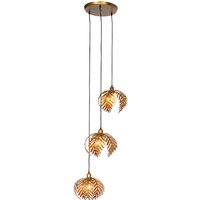 Vintage hanglamp goud rond 3-lichts - Botanica