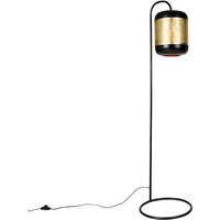 Vintage vloerlamp zwart met messing - Kayleigh