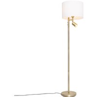 Vloerlamp brons met kap wit en leeslamp - Jelena