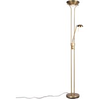 Vloerlamp brons met leeslamp incl. LED en dimmer - Diva 2