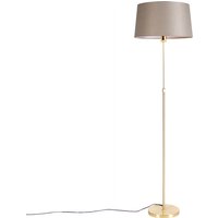 Vloerlamp brons met linnen kap taupe 45 cm verstelbaar - Parte