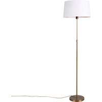 Vloerlamp brons met linnen kap wit 45 cm verstelbaar - Parte