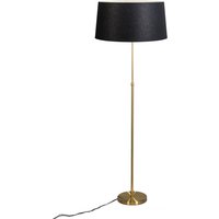 Vloerlamp goud/messing met kap zwart 45 cm verstelbaar - Parte