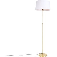 Vloerlamp goud/messing met linnen kap wit 45 cm - Parte