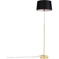 Vloerlamp goud/messing met linnen kap zwart 45 cm - Parte