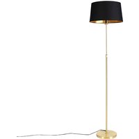 Vloerlamp goud/messing met zwarte kap 45 cm verstelbaar - Parte