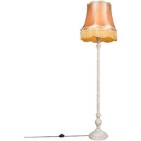 Vloerlamp grijs met Granny kap goud - Classico