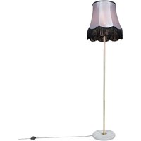 Vloerlamp messing met Granny B kap zwart-grijs 45 cm - Kaso