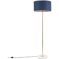 Vloerlamp messing met blauwe kap 50 cm - Kaso