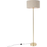 Vloerlamp messing met boucle kap taupe 50 cm - Simplo