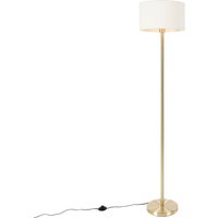 Vloerlamp messing met boucle kap wit 35 cm - Simplo