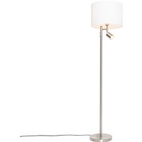 Vloerlamp staal met kap wit en leeslamp - Jelena