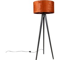 Vloerlamp tripod zwart met kap rood 50 cm - Tripod Classic