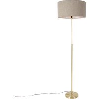 Vloerlamp verstelbaar goud met boucle kap taupe 50 cm - Parte