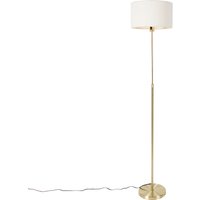Vloerlamp verstelbaar goud met boucle kap wit 35 cm - Parte