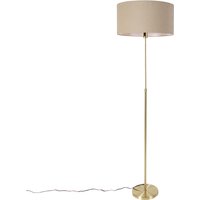 Vloerlamp verstelbaar goud met kap lichtbruin 50 cm - Parte