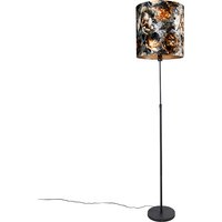 Vloerlamp zwart bloemen dessin 40 cm verstelbaar - Parte